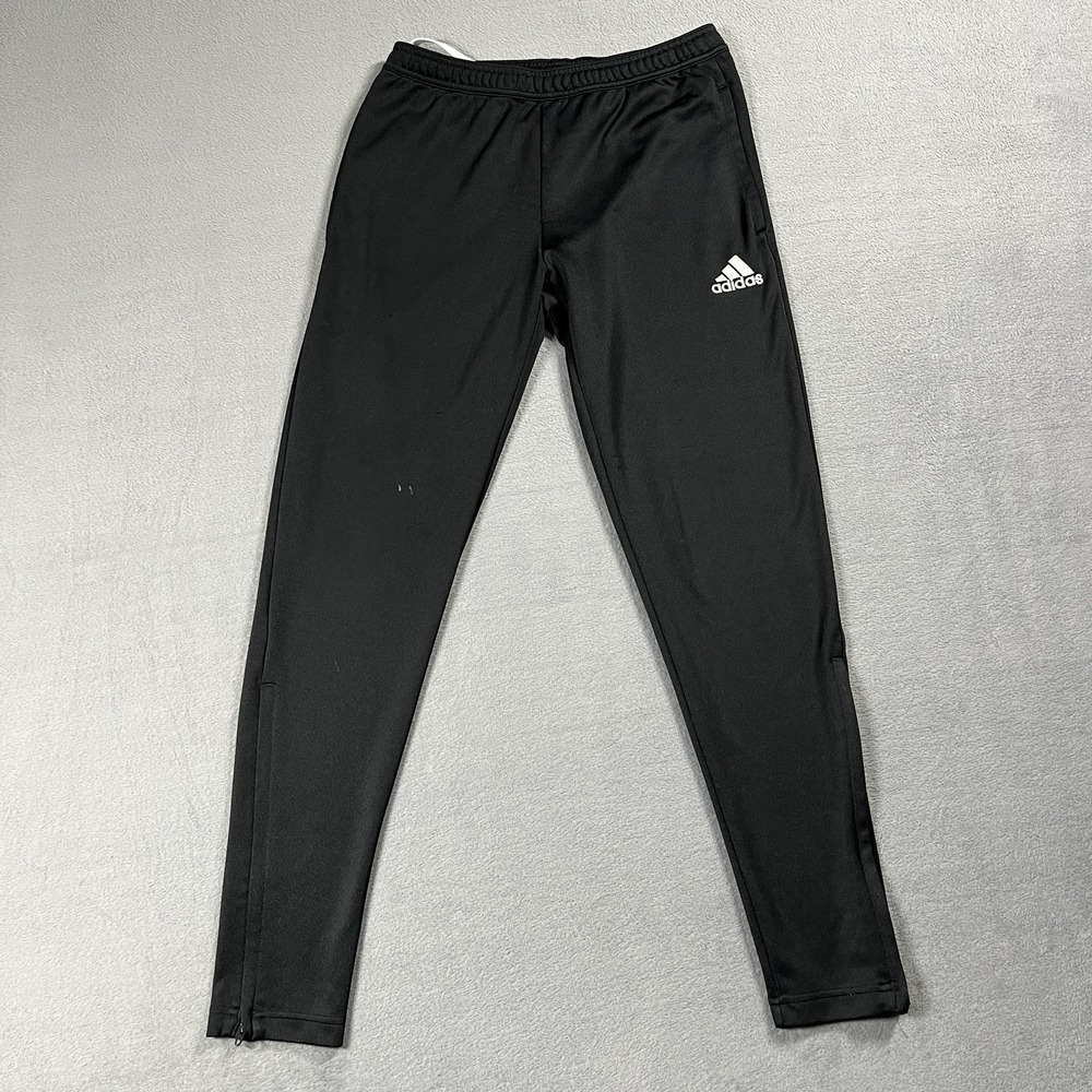 Adidas Pants Mens M Black Skinny Zip Leg Track Pockets Drawstring